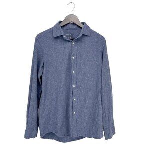MASSIMO DUTTI Casual 100% Cotton Button down up Blue White Shirt SIZE M